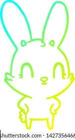 cold gradient line drawing of a cute cartoon rabbit