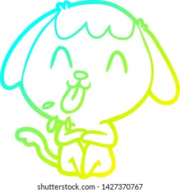 dibujo de línea de gradiente frío de un perro de dibujos animados lindo