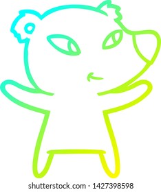 cold gradient line drawing of a cute cartoon bear