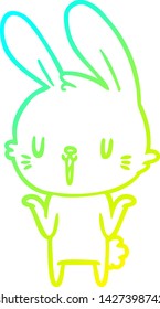 dibujo de línea de degradado frío de un conejo de dibujos animados lindo