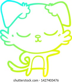 dibujo de línea de gradiente frío de un perro de dibujos animados lindo