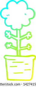 cold gradient line drawing of a cute cartoon flower