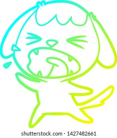 cold gradient line drawing of a cute cartoon dog barking