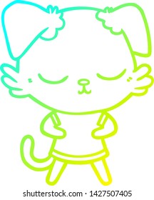 dibujo de línea de gradiente frío de un perro de dibujos animados lindo