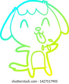 dibujo de línea de gradiente frío de un perro de dibujos animados lindo