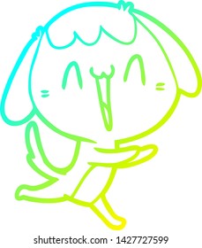 cold gradient line drawing of a cute cartoon dog