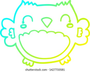 cold gradient line drawing of a cute cartoon owl