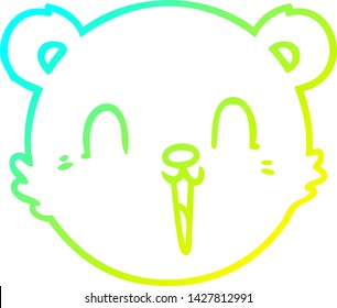 cold gradient line drawing of a cute cartoon teddy bear face