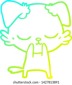 cold gradient line drawing of a cute cartoon dog