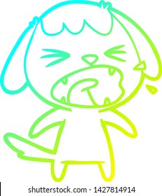 cold gradient line drawing of a cute cartoon dog barking