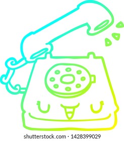dibujo de línea de degradado frío de un teléfono de dibujos animados lindo