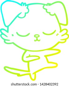 cold gradient line drawing of a cute cartoon dog