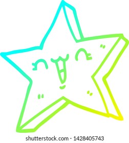cold gradient line drawing of a cute cartoon star