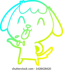 cold gradient line drawing of a cute cartoon dog