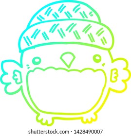 dibujo de línea de gradiente frío de un búho de dibujos animados lindo en ese