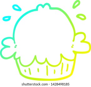 dibujo de línea de gradiente frío de un lindo pastel de dibujos animados