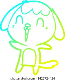 cold gradient line drawing of a cute cartoon dog