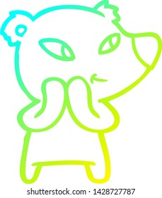 cold gradient line drawing of a cute cartoon bear