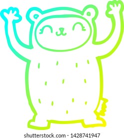 cold gradient line drawing of a cute cartoon bear