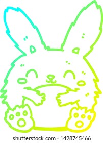 cold gradient line drawing of a cute cartoon rabbit