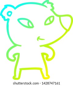 cold gradient line drawing of a cute cartoon bear