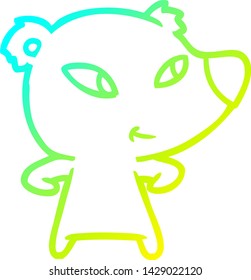 dibujo de línea de gradiente frío de un oso de dibujos animados lindo