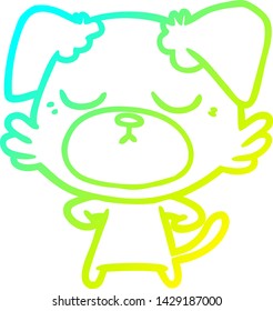 cold gradient line drawing of a cute cartoon dog