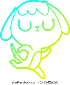 cold gradient line drawing of a cute cartoon dog