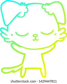 cold gradient line drawing of a cute cartoon dog
