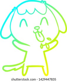dibujo de línea de gradiente frío de un perro de dibujos animados lindo