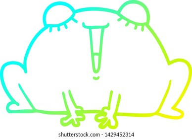 kalte Farbverlauf-Linienzeichnung eines süßen Cartoon-Froschs