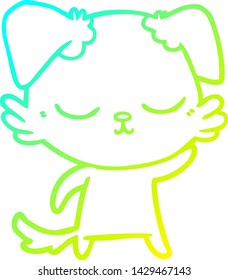 dibujo de línea de gradiente frío de un perro de dibujos animados lindo