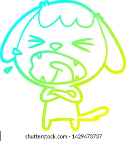 cold gradient line drawing of a cute cartoon dog