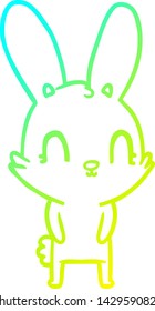dibujo de línea de degradado frío de un conejo de dibujos animados lindo