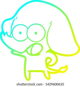 dibujo de línea de gradiente frío de un tierno elefante de dibujos animados