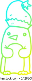 cold gradient line drawing of a cute christmas penguin