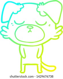dibujo de línea de gradiente frío de un perro de dibujos animados lindo
