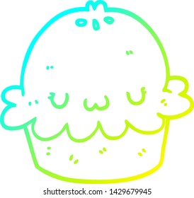 cold gradient line drawing of a cute cartoon pie