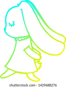 cold gradient line drawing of a cute cartoon rabbit