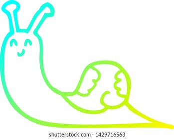 kalte Farbverlauf-Linienzeichnung einer süßen Cartoon-Schnecke