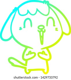 cold gradient line drawing of a cute cartoon dog