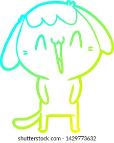cold gradient line drawing of a cute cartoon dog