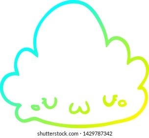 kalte Farbverlauf-Linienzeichnung einer süßen Cartoon-Wolke