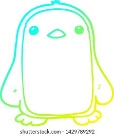 dibujo de línea de gradiente frío de un pingüino de dibujos animados lindo