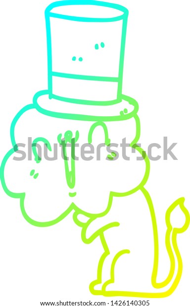 Cold Gradient Line Drawing Cute Cartoon Stock Vector Royalty Free