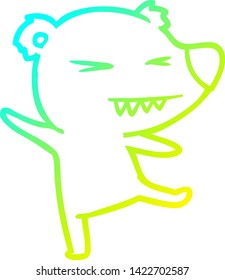 cold gradient line drawing of a dancing polar bear cartoon