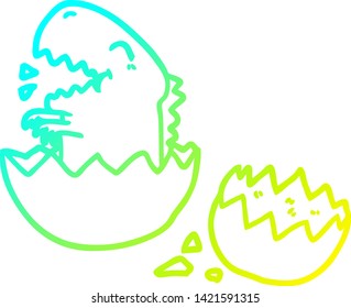 cold gradient line drawing of a dinosaur hatching from egg