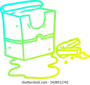 cold gradient line drawing of a empty box of fries