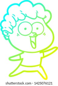 cold gradient line drawing of a excited man cartoon