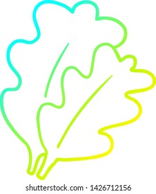 cold gradient line drawing of a fall leaves cartoon